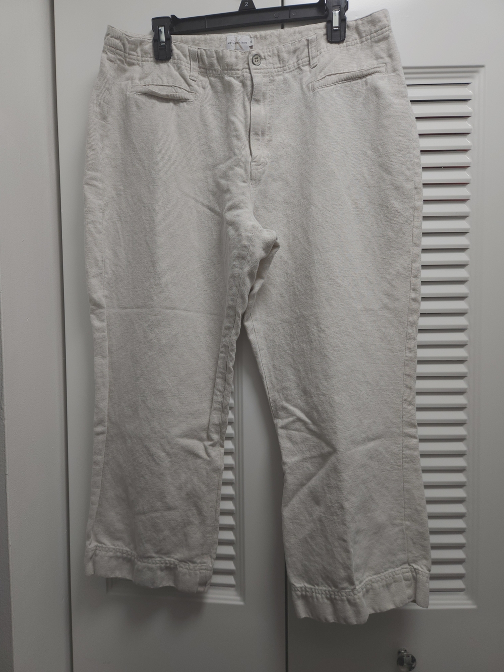 Calvin Klein Women’s Linen Blend Capris Size 16 Beige Wide Leg